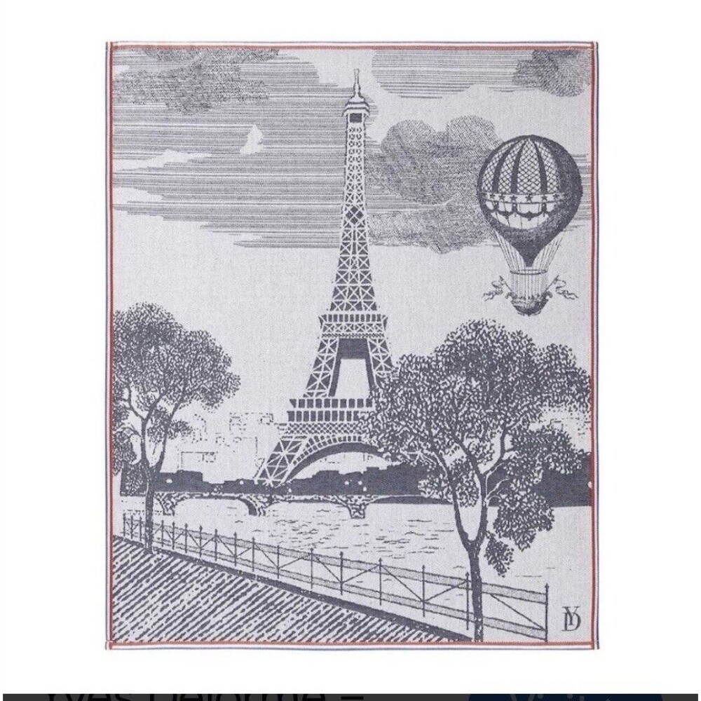 RARE PARIS YVES DELORME BASTILLE COTTON TEA TOWEL 23 X 28"--BRAND NEW